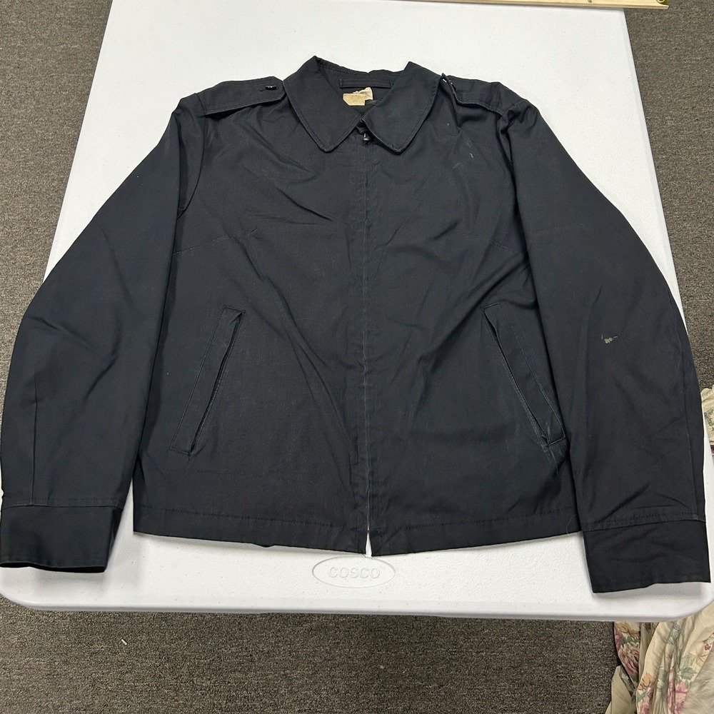 Creighton Windbreaker Jacket Mens 18R Black US Naval Academy Military Epaulets